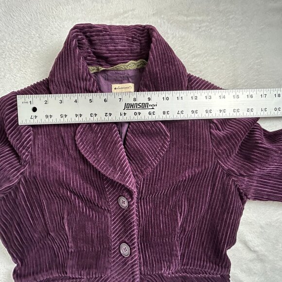 Anthropologie Elevenses Womens Purple Corduroy Cropped Blazer Jacket Size 6 - Picture 5 of 9